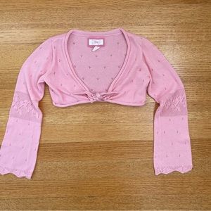 Gap Pink Tie Front Crop Sweater S